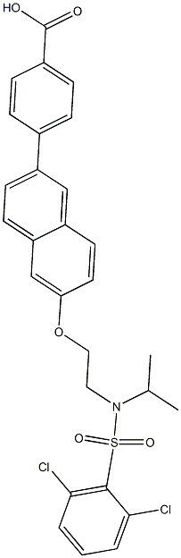 4-(6-(2-(2,6-dichloro-N-isopropylphenylsulfonamido)ethoxy)naphthalen-2-yl)benzoic acid Struktur