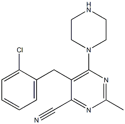 5-(2-chlorobenzyl)-2-methyl-6-(piperazin-1-yl)pyrimidine-4-carbonitrile Struktur