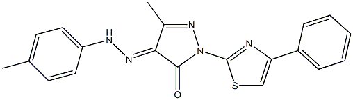 5-methyl-4-[(4-methylphenyl)hydrazono]-2-(4-phenyl-1,3-thiazol-2-yl)-2,4-dihydro-3H-pyrazol-3-one Struktur