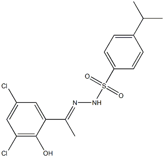 N'-[(1E)-1-(3,5-dichloro-2-hydroxyphenyl)ethylidene]-4-isopropylbenzenesulfonohydrazide Struktur