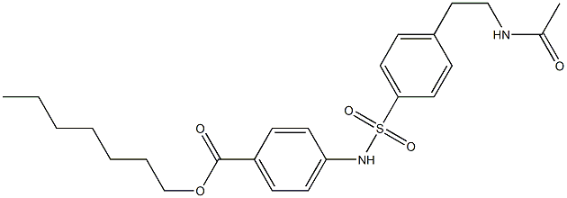 heptyl 4-(4-(2-acetamidoethyl)phenylsulfonamido)benzoate Struktur