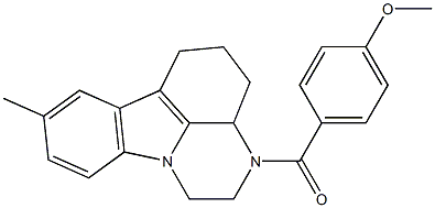 (4-methoxyphenyl)(8-methyl-3a,4,5,6-tetrahydro-1H-pyrazino[3,2,1-jk]carbazol-3(2H)-yl)methanone Struktur