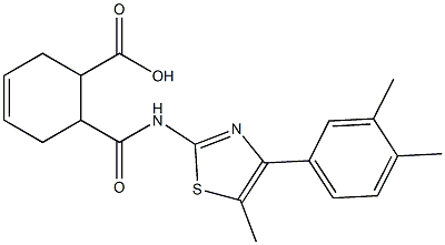 6-((4-(3,4-dimethylphenyl)-5-methylthiazol-2-yl)carbamoyl)cyclohex-3-enecarboxylic acid Struktur