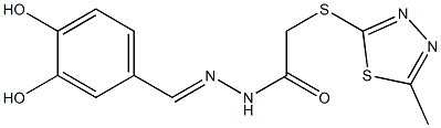 (E)-N'-(3,4-dihydroxybenzylidene)-2-((5-methyl-1,3,4-thiadiazol-2-yl)thio)acetohydrazide Struktur