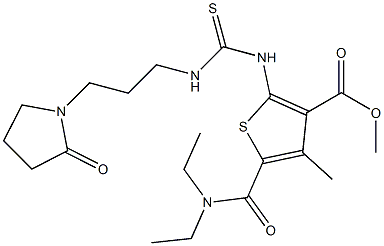 methyl 5-(diethylcarbamoyl)-4-methyl-2-(3-(3-(2-oxopyrrolidin-1-yl)propyl)thioureido)thiophene-3-carboxylate Struktur