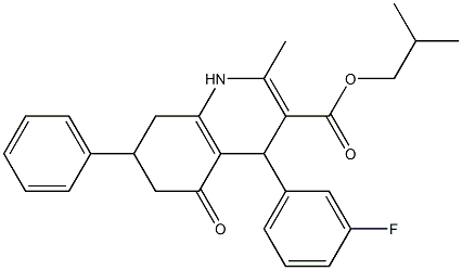 isobutyl 4-(3-fluorophenyl)-2-methyl-5-oxo-7-phenyl-1,4,5,6,7,8-hexahydroquinoline-3-carboxylate Struktur