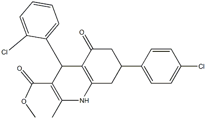 methyl 4-(2-chlorophenyl)-7-(4-chlorophenyl)-2-methyl-5-oxo-1,4,5,6,7,8-hexahydroquinoline-3-carboxylate Struktur