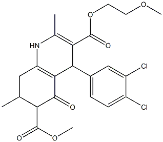 3-(2-methoxyethyl) 6-methyl 4-(3,4-dichlorophenyl)-2,7-dimethyl-5-oxo-1,4,5,6,7,8-hexahydroquinoline-3,6-dicarboxylate Struktur