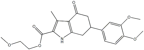 2-methoxyethyl 6-(3,4-dimethoxyphenyl)-3-methyl-4-oxo-4,5,6,7-tetrahydro-1H-indole-2-carboxylate Struktur