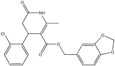 benzo[d][1,3]dioxol-5-ylmethyl 4-(2-chlorophenyl)-2-methyl-6-oxo-1,4,5,6-tetrahydropyridine-3-carboxylate Struktur