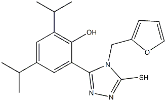 2-(4-(furan-2-ylmethyl)-5-mercapto-4H-1,2,4-triazol-3-yl)-4,6-diisopropylphenol Struktur