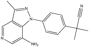 2-(4-(7-amino-3-methyl-1H-pyrazolo[4,3-c]pyridin-1-yl)phenyl)-2-methylpropanenitrile Struktur