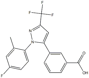 3-(1-(4-fluoro-2-methylphenyl)-3-(trifluoromethyl)-1H-pyrazol-5-yl)benzoic acid Struktur