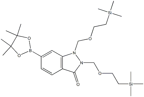 6-(4,4,5,5-tetramethyl-1,3,2-dioxaborolan-2-yl)-1,2-bis((2-(trimethylsilyl)ethoxy)methyl)-1H-indazol-3(2H)-one Struktur