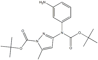 tert-butyl 3-((3-aminophenyl)(tert-butoxycarbonyl)amino)-5-methyl-1H-pyrazole-1-carboxylate Struktur