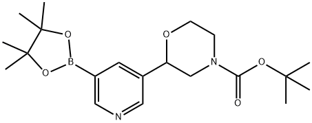 tert-butyl 2-(5-(4,4,5,5-tetramethyl-1,3,2-dioxaborolan-2-yl)pyridin-3-yl)morpholine-4-carboxylate Struktur