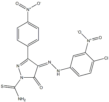 4-[(4-chloro-3-nitrophenyl)hydrazono]-3-(4-nitrophenyl)-5-oxo-4,5-dihydro-1H-pyrazole-1-carbothioamide Struktur