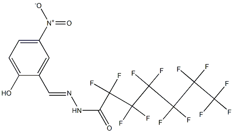 (E)-2,2,3,3,4,4,5,5,6,6,7,7,7-tridecafluoro-N'-(2-hydroxy-5-nitrobenzylidene)heptanehydrazide Struktur