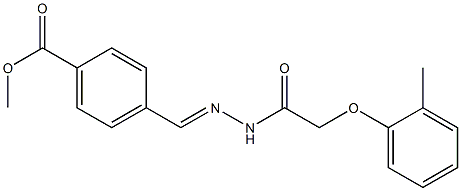 (E)-methyl 4-((2-(2-(o-tolyloxy)acetyl)hydrazono)methyl)benzoate Struktur