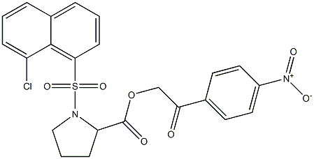 2-(4-nitrophenyl)-2-oxoethyl 1-((8-chloronaphthalen-1-yl)sulfonyl)pyrrolidine-2-carboxylate Struktur