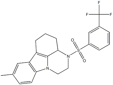 8-methyl-3-((3-(trifluoromethyl)phenyl)sulfonyl)-2,3,3a,4,5,6-hexahydro-1H-pyrazino[3,2,1-jk]carbazole Struktur