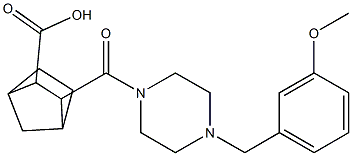 3-(4-(3-methoxybenzyl)piperazine-1-carbonyl)bicyclo[2.2.1]heptane-2-carboxylic acid Struktur