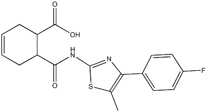 6-((4-(4-fluorophenyl)-5-methylthiazol-2-yl)carbamoyl)cyclohex-3-enecarboxylic acid Struktur