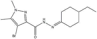 4-bromo-N'-(4-ethylcyclohexylidene)-1,5-dimethyl-1H-pyrazole-3-carbohydrazide Struktur