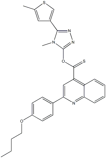 S-(4-methyl-5-(5-methylthiophen-3-yl)-4H-1,2,4-triazol-3-yl) 2-(4-butoxyphenyl)quinoline-4-carbothioate Struktur