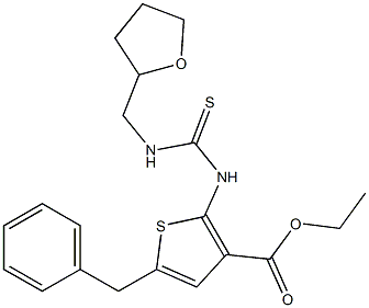 ethyl 5-benzyl-2-(3-((tetrahydrofuran-2-yl)methyl)thioureido)thiophene-3-carboxylate Struktur