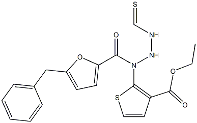 ethyl 5-benzyl-2-(2-(furan-2-carbonyl)hydrazinecarbothioamido)thiophene-3-carboxylate Struktur