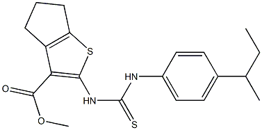 methyl 2-(3-(4-(sec-butyl)phenyl)thioureido)-5,6-dihydro-4H-cyclopenta[b]thiophene-3-carboxylate Struktur