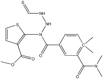 methyl 5-(dimethylcarbamoyl)-4-methyl-2-(2-(4-methylbenzoyl)hydrazinecarbothioamido)thiophene-3-carboxylate Struktur