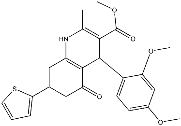 methyl 4-(2,4-dimethoxyphenyl)-2-methyl-5-oxo-7-(thiophen-2-yl)-1,4,5,6,7,8-hexahydroquinoline-3-carboxylate Struktur