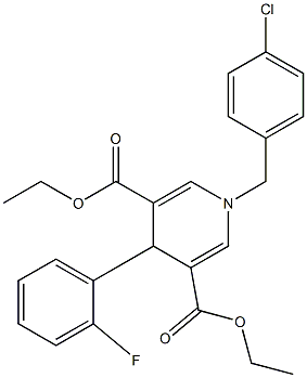 diethyl 1-(4-chlorobenzyl)-4-(2-fluorophenyl)-1,4-dihydropyridine-3,5-dicarboxylate Struktur