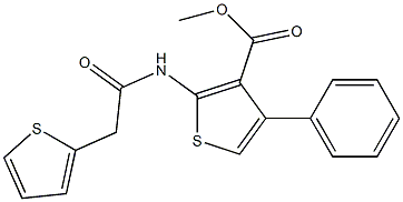 methyl 4-phenyl-2-(2-(thiophen-2-yl)acetamido)thiophene-3-carboxylate Struktur