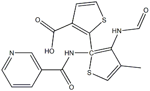 methyl 2-(2-(nicotinamido)thiophene-3-carboxamido)thiophene-3-carboxylate Struktur