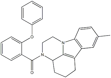 (8-methyl-3a,4,5,6-tetrahydro-1H-pyrazino[3,2,1-jk]carbazol-3(2H)-yl)(2-phenoxyphenyl)methanone Struktur