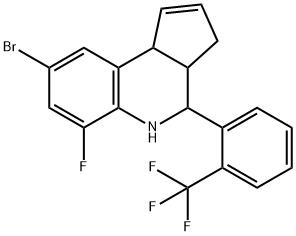 8-bromo-6-fluoro-4-[2-(trifluoromethyl)phenyl]-3a,4,5,9b-tetrahydro-3H-cyclopenta[c]quinoline Struktur