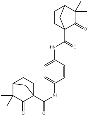 N-(4-{[(3,3-dimethyl-2-oxobicyclo[2.2.1]hept-1-yl)carbonyl]amino}phenyl)-3,3-dimethyl-2-oxobicyclo[2.2.1]heptane-1-carboxamide Struktur