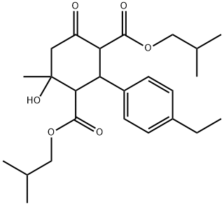 diisobutyl 2-(4-ethylphenyl)-4-hydroxy-4-methyl-6-oxo-1,3-cyclohexanedicarboxylate Struktur