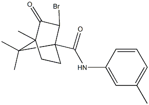 2-bromo-4,7,7-trimethyl-N-(3-methylphenyl)-3-oxobicyclo[2.2.1]heptane-1-carboxamide Struktur