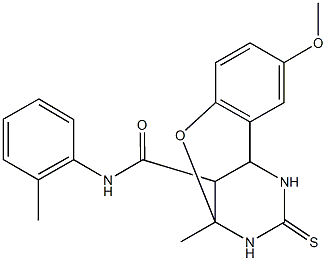 4-methoxy-9-methyl-N-(2-methylphenyl)-11-thioxo-8-oxa-10,12-diazatricyclo[7.3.1.0~2,7~]trideca-2,4,6-triene-13-carboxamide Struktur