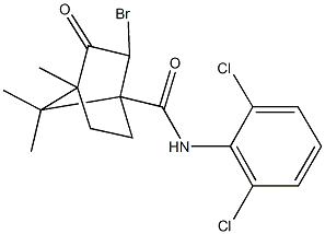 2-bromo-N-(2,6-dichlorophenyl)-4,7,7-trimethyl-3-oxobicyclo[2.2.1]heptane-1-carboxamide Struktur