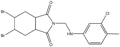 5,6-dibromo-2-[(3-chloro-4-methylanilino)methyl]hexahydro-1H-isoindole-1,3(2H)-dione Struktur