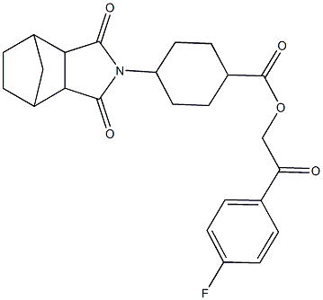 2-(4-fluorophenyl)-2-oxoethyl 4-(3,5-dioxo-4-azatricyclo[5.2.1.0~2,6~]dec-4-yl)cyclohexanecarboxylate Struktur