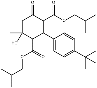 diisobutyl 2-(4-tert-butylphenyl)-4-hydroxy-4-methyl-6-oxo-1,3-cyclohexanedicarboxylate Struktur