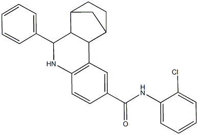 N-(2-chlorophenyl)-6-phenyl-5,6,6a,7,8,9,10,10a-octahydro-7,10-methanophenanthridine-2-carboxamide Struktur