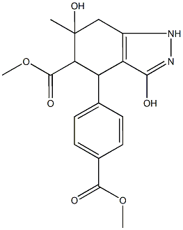 methyl 3,6-dihydroxy-4-[4-(methoxycarbonyl)phenyl]-6-methyl-4,5,6,7-tetrahydro-1H-indazole-5-carboxylate Struktur