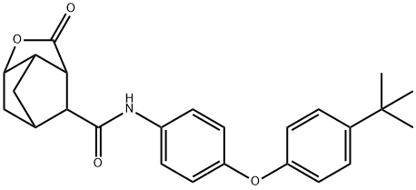 N-[4-(4-tert-butylphenoxy)phenyl]-5-oxo-4-oxatricyclo[4.2.1.0~3,7~]nonane-9-carboxamide Struktur